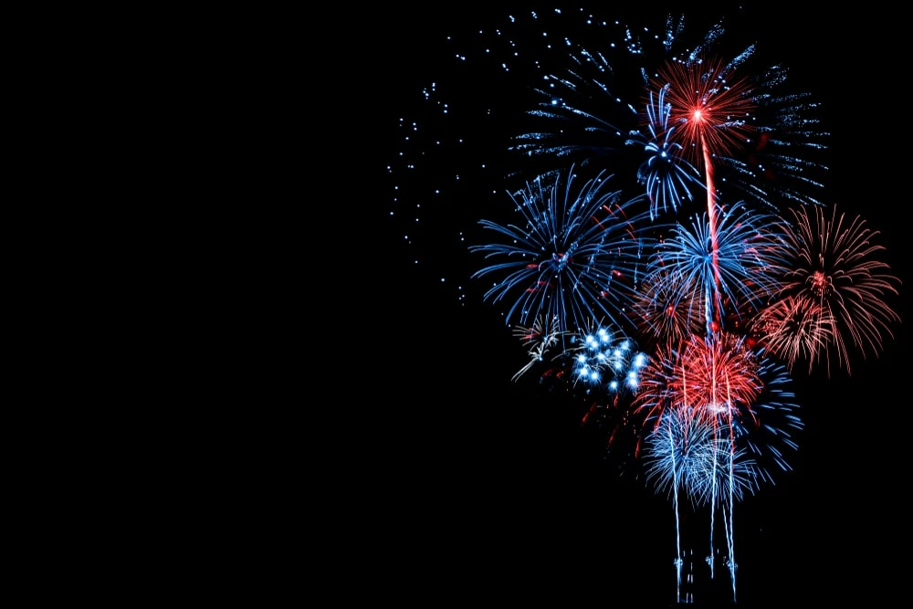 red white and blue fireworks