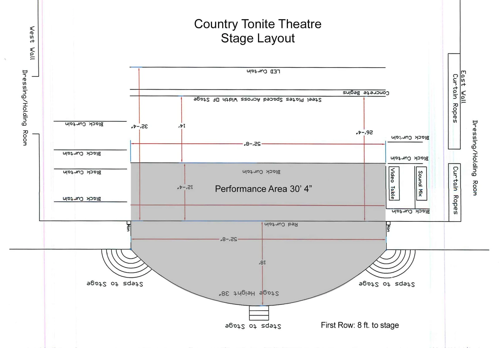 stage layout at country tonite theatre