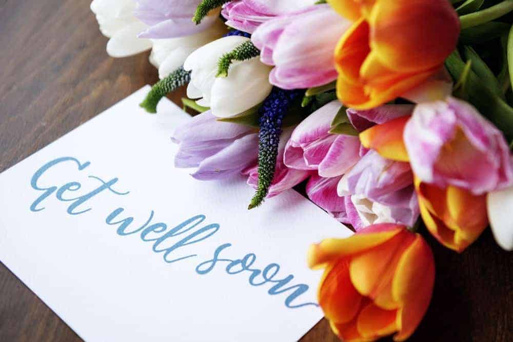 Get Well Soon card with flowers.