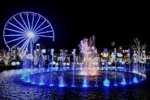 the island fountain at night